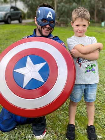 Reece Child has a photo with Captain America