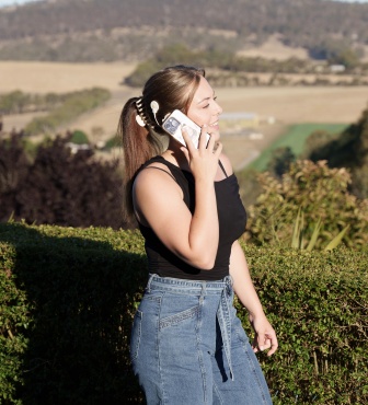 Laura Cummings on phone