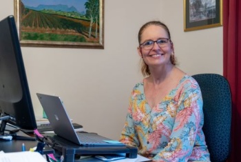 Michelle Owens at her workspace indoors.
